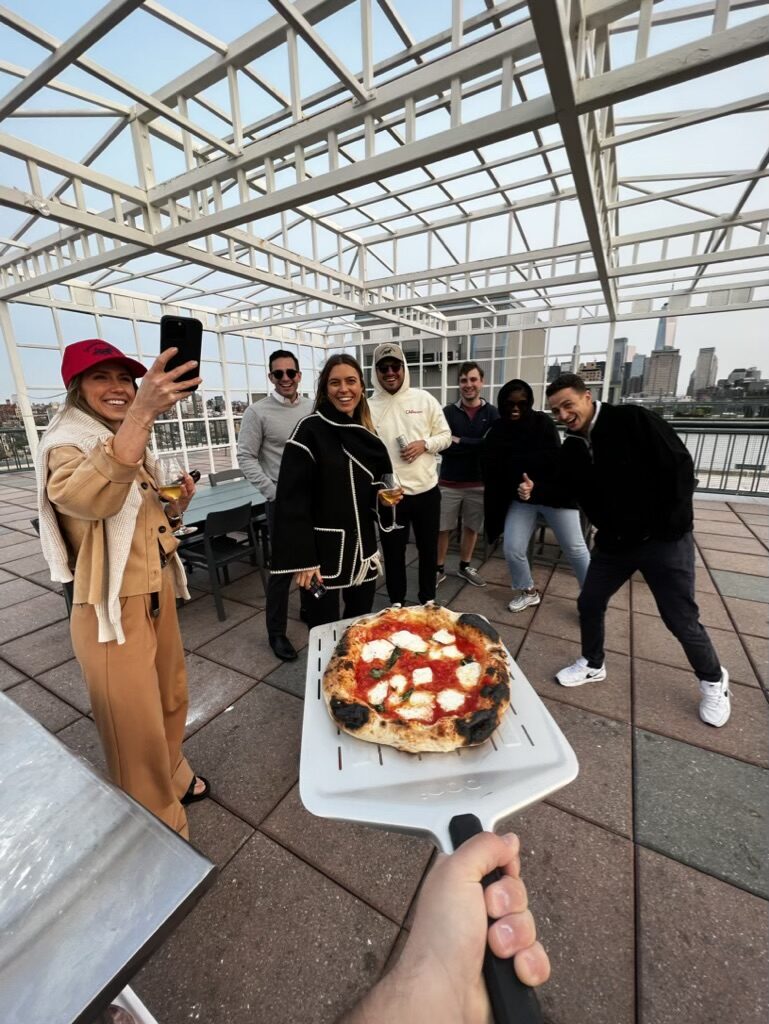 Rooftop pizza party
